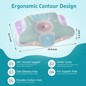 Oreiller ergonomique en mousse à mémoire de forme pour le cou, massage cervical, orthopédique, pour les douleurs cervicales, avec logo personnalisé - Product Image 3