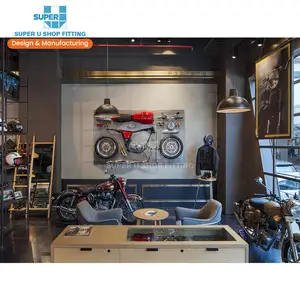 Solução de exibição de loja de motocicletas, super u, feito sob encomenda, exibição de moto, design interior de exibição de moto