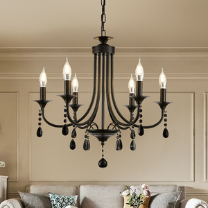Candelabro de vela clásico mate negro hierro país cabaña techo Industrial accesorio de iluminación colgante - Product Image 1