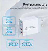 Adaptateur de charge rapide multi-ports personnalisé avec logo pour iPhone, chargeur portable PD20W, chargeur PD55W, prise EU, UK, USA