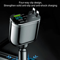 Chargeur de voiture rétractable 5 en 1 120W USB électrique 12V 24V PD 30W Chargeur de voiture à charge rapide Type C Station d'adaptation de voiture avec câbles