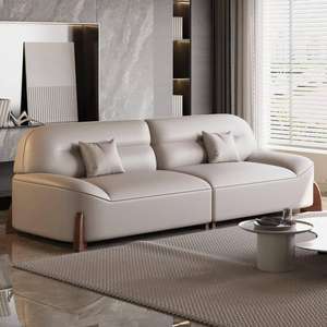 Sofá de cuero de estilo crema de alta calidad, sofá suave de nuevo diseño para sala de estar, sofá minimalista bonito para el hogar, sofá barato personalizable - Product Image 6