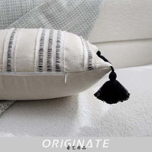 瑞艺简约风格Propillow靠垫套黑白流苏手工缝制客厅卧室床头家居装饰 - Product Image 4