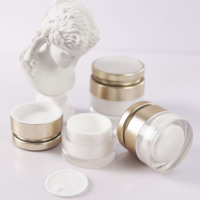 Pot en plastique blanc à double paroi en acrylique pour crème 30g 50g avec couvercle doré – Contenants en plastique pour cosmétiques