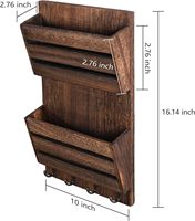 Porte-lettres et porte-clés en bois à 2 emplacements, organisateur de courrier mural avec crochets pour clés, classeur de lettres, accessoires de bureau à domicile