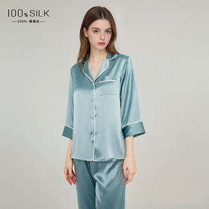 Summer 19 MuMi Chemise de nuit en soie haut de gamme 100% Mulberry Silk Simple Homewear Set pour femmes - Product Image 2