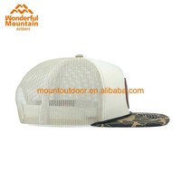 Penjualan paling laris Logo tambal kulit kustom asli pabrik dengan tali 5 Panel topi jaring tali katun