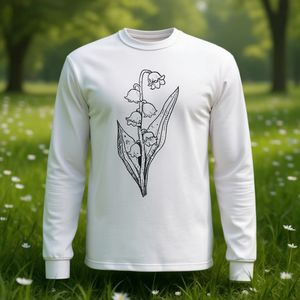 Lily Of The Valley Illustration Long Sleeve <b>T</b>-<b>Shirt</b> Wildflower <b>Garden</b> Flower Design - Product Image 3