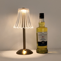 Lámpara de Mesa Decorativa de Lujo para el Hogar, Inalámbrica, Recargable por USB, con Control Táctil de 3 Colores y Atenuación, de Cristal Dorado, para Bodas