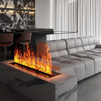 Cheminée à vapeur 3D avec flamme intégrée, une cheminée électrique pour les intérieurs de salon, personnalisable en taille et en prise de courant.