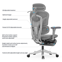 Chaise de bureau ergonomique pivotante à triple structure en maille, hauteur réglable, avec cadre en plastique, accoudoirs en alliage d'aluminium et base en acier pour atelier
