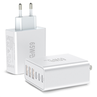 Vente d'usine Chargeur mural GaN 65W 6 ports PD30W Prise US/EU/JP Charge rapide CE UKCA RoHS pour iPhone 17/16/15 Pro