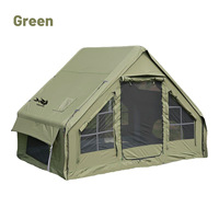 Tente de camping gonflable carrée à double couche pour toutes les saisons avec tissu Oxford, imperméabilisation du sol 2000-3000 mm, 2 portes