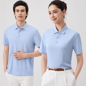 Modal Business Short Sleeve <b>Polo</b> Shirt Glacier Blue Loose Fit Breathable Summer Corporate Uniforms - Product Image 1