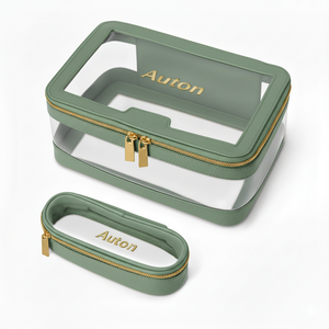 Sac de <span class=keywords><strong>maquillage</strong></span> de voyage imperméable en PVC transparent avec fermeture éclair et poignée souple, logo personnalisé, étui cosmétique de <span class=keywords><strong>luxe</strong></span>, fabricant OEM ODM - Product Image 2
