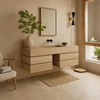 Meuble-lavabo flottant classique en marbre Rosso Levanto avec tiroir évier de salle de bain en pierre naturelle Design de meubles de luxe moderne