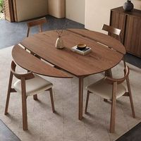 Table à manger extensible en bois massif de style mid-century, table 2-en-1 ronde à carrée pour petite salle à manger