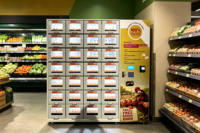 Slimme koelkast-achtige koelautomaten met LCD-scherm, 4G LTE-afstandsbewaking voor verse fruit en groenten, 24/7 onbemand