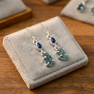 Wholesale Drop <b>Earrings</b> 925 <b>Solid</b> Sterling <b>Silver</b> Aquamarine Kyanite Clasp Findings Vermeil Jewelry AAA Quality Wedding Party - Product Image 2