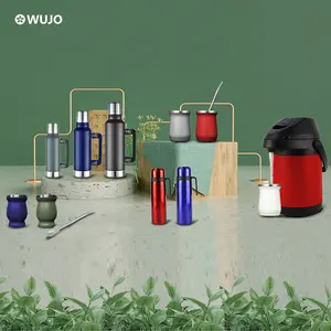 WUJO Paraguay Argentine Pérou Chili Colombie-À Double Paroi En Acier Inoxydable Yerba Mate Tasse/Airpot Café Distributeur/Thermos