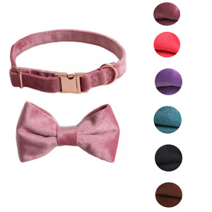 Dayanıklı gül altın toka pet malzemeleri kadife köpek yay bağları toptan köpek tasması kravat aksesuarları - Product Image 2