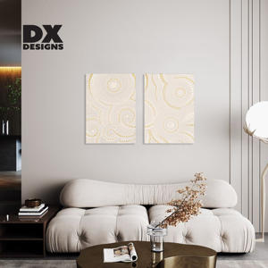 Set di Arte Murale 3D con Texture di Perline Personalizzate DX Designs - Decorazione con Motivo Circolare Crema <span class=keywords><strong>e</strong></span> <span class=keywords><strong>Oro</strong></span> per Soggiorno - Product Image 5