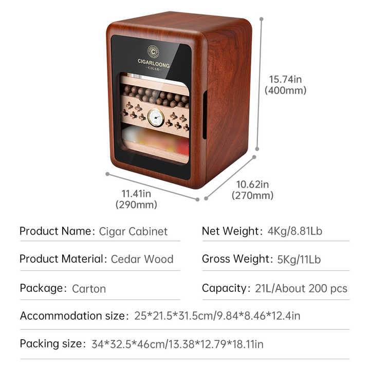 Small Humidor Cabinet Custom Design Lacquer Printed Classical Black ...