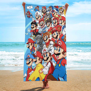Serviettes de bain pour enfants en microfibre super douce à séchage rapide, grandes serviettes de plage et de piscine à motif Mario, vente en gros - Product Image 2