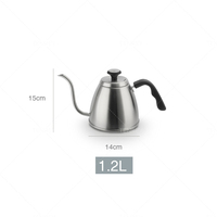Bouilloire électrique Tenrey 1200ml verser sur la bouilloire à café bouilloire à café en acier inoxydable avec thermomètre