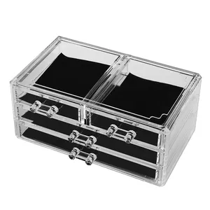 Прозрачный 3 ящика акриловый макияж коробка для хранения макияж Органайзер коробка для девочек
