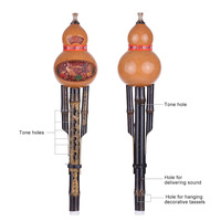 Chinese Handmade Black Bamboo Hulusi Gourd Cucurbit Flute Ethnic Musical Instrument Key of C with Case for Beginner Music Lovers