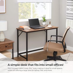 Mesa de oficina en casa de estilo moderno industrial en marrón avellana y Negro madera y marco de metal <span class=keywords><strong>Escritorio</strong></span> de Juegos de ordenador para espacios pequeños - Product Image 4