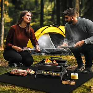 แผ่นรองเตาไฟแบบพกพาเคลือบซิลิโคน ได้รับการรับรองมาตรฐาน CE ทนความร้อน ขนาดสั่งทำได้ สำหรับป้องกันพื้นระเบียง สนามหญ้า และถ่านไฟ - Product Image 5