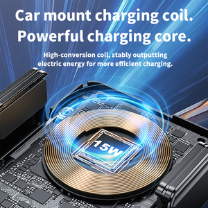Nouveau <span class=keywords><strong>chargeur</strong></span> de voiture <span class=keywords><strong>sans</strong></span> <span class=keywords><strong>fil</strong></span> 15W au design économique H6 3-en-1 à fixation sur grille d'aération avec charge rapide QC3.0 et Type-C pour téléphone portable - Product Image 6