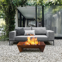 Table de foyer extérieur LFSS en acier inoxydable au gaz naturel, modèle sans fumée pour barbecue et fêtes