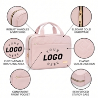 Grande trousse de maquillage de luxe matelassée personnalisée Sacs de maquillage matelassés portables gonflés à la mode style carré en nylon imperméable