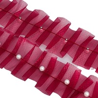 Ruban en organza à volants ondulés, orné de perles, avec motif quadrillé, pour emballage de bouquets, décoration de jupes, accessoires de couture DIY