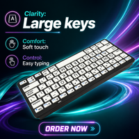 Pasokan Pabrik Keyboard 78 Tombol Huruf Besar Kontras Tinggi Keyboard Mini BT untuk Lansia untuk IOS Android Windows