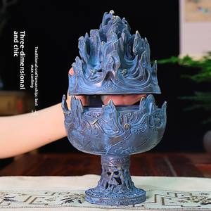 बोशान भट्ठी पारंपरिक चीनी शैली हस्तनिर्मित धूप बर्नर पीतल कंटेनर कास्टिंग तकनीक अभी भी जीवन पैटर्न घरेलू सजावट - Product Image 6