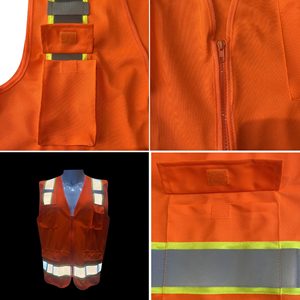 Chaleco de Seguridad Estilo Americano CITICITY, Naranja Clase 2, Multibolsillos, Alta Visibilidad, Reflectante, con Logotipo y Cremallera - Product Image 5