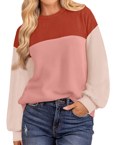 ขา<span class=keywords><strong>ย</strong></span>ดีเสื้อยืดคอกลมสีโทนอุ่นสำหรับผู้หญิงเสื้อเบลาส์แขนยาวทรงหลวมลำลองสวมใส่สบายสำหรับฤดูใบไม้ร่วง - Product Image 6