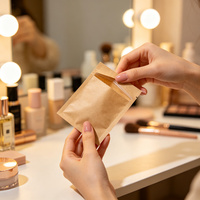 Sacs en papier kraft biodégradables personnalisés, pochettes plates scellées sur trois côtés, petite taille pour l'emballage d'échantillons cosmétiques