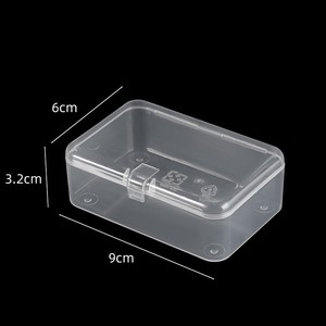 Transparent Plastic Storage Box 9x6x3.2cm Covered Rectangle Desktop Organizer For Cards Hooks Floss - Product Image 1