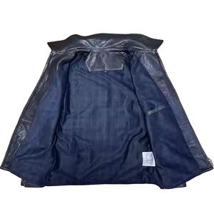 Blouson Bomber Homme en Cuir de Chèvre Pleine Fleur, Finition Mate Rétro, Huilé et Non Enduit, Faible MOQ, Fabrication OEM, Personnalisable, Noir - Product Image 5