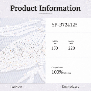 Offre Spéciale blanc broderie paillettes dentelle tissu tricoté croix Style Tulle pour robes de mariée et accessoires de mariage - Product Image 5