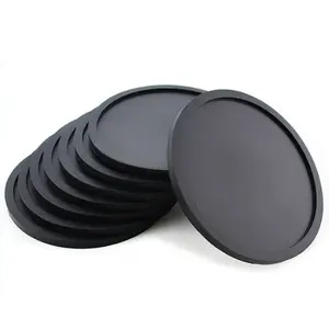 Sous-verres ronds noirs de haute qualité de tasse de silicone de 10CM pour la boisson