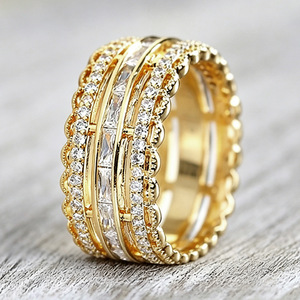 Anello Nuziale Vintage in Pizzo Ondulato per Donne, Elegante Gioiello da Dito alla Moda - Product Image 2