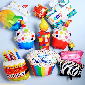 BLN Foil Balloon Supplier Pastel globo De Cumpleanos Happy Birthday party Cake Shape Foil Balloons Helium Mylar balloon