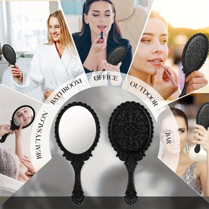 Wholesale Silver Retro Handheld <b>Pocket</b> Cosmetic Mirror Vintage Personalized Makeup Mirror - Product Image 2