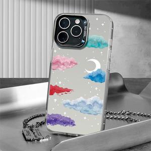 เคสโทรศัพท์มือถือ TPU ลายการ์ตูน<span class=keywords><strong>เมฆ</strong></span>ดวงจันทร์แบบอิเล็กโทรเพลทเคสมือถือสำหรับ iPhone x XR XS 11 12 13 14 15 16 Pro 17 - Product Image 3